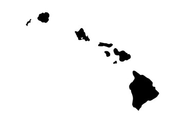 Hawaiian Islands black silhouette. Vector - obrazy, fototapety, plakaty