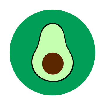 Healthy Green Avocado Flat Vector Icon