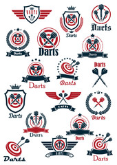 Sport darts game symbols and icons