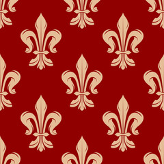 Red floral seamless pattern with fleur-de-lis