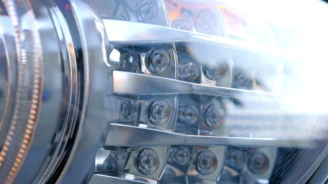 Close up of a car blinking lights