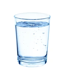 Glass with water on white background. © Theeradech Sanin