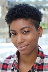 Beautiful african woman with short curly hair