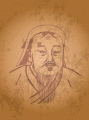 Fototapeta na wymiar Genghis Khan Portrait