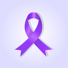 Purple awareness ribbon on purple glow background