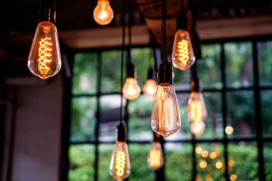 Lighting decor in restaurant for background