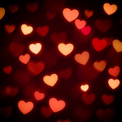 Fototapeta na wymiar red hearts bokeh valentine day background