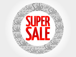 SUPER SALE words cloud, business concept background