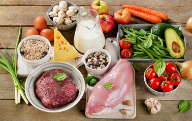Assortment of Fresh Vegetables and Meats for Healthy Diet