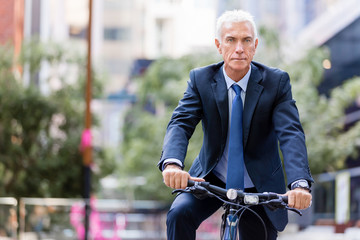 Fototapeta premium Successful businessman riding bicycle