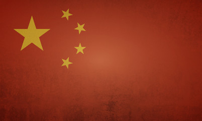 Flag of China, old  texture  vintage background