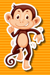 Monkey dancing on yellow background