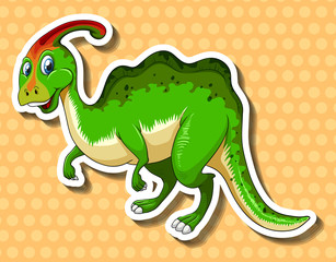 Green dinosaur on polkadots background