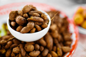 Organic Food. Close Up Of Raw Root Vegetable (thai Potato) At Farmers Market In Thailand, Asia. Vegetables. Healthy Nutrition And Vitamins. Healthy Food Ingredient.