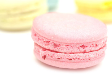 Cakes macaron on a white background