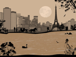 Eiffel Tower and Seine river - obrazy, fototapety, plakaty