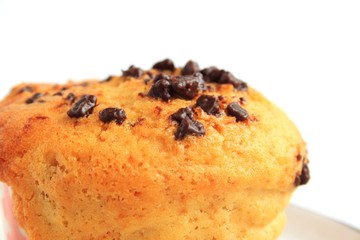 Chocolate Chip Muffin isolated on white