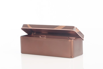 metal box on white background ,selective focus