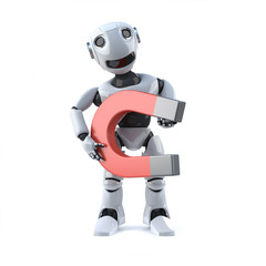 3d Robot has a big magnet
