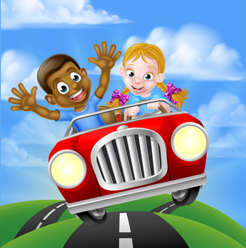 Children Driving Car