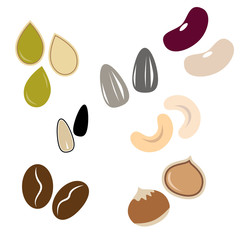 Vector seed icon set isolated on white.
