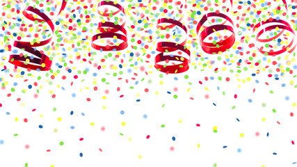 rote papierschlangen mit konfetti