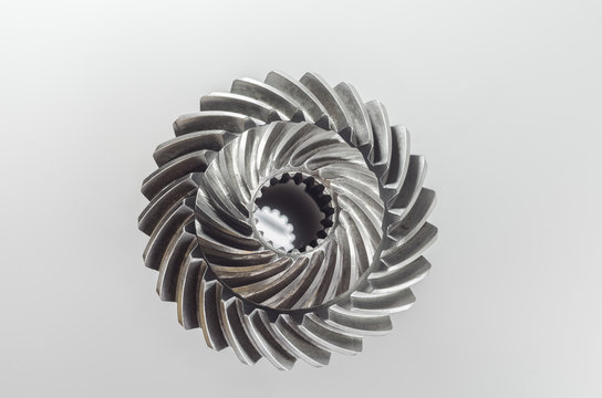 gears parts on top view isolated grey backgroud