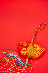 Chinese new year decorations and Auspicious ornaments on red bac