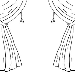 Drawn sketch of curtains as a design element - 101111120