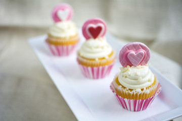 Valentine's french vanilla cupcake with heart fondant topper