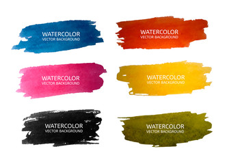 Vector beautiful watercolor backgrounds for your design in 6 colours. Vector - 101111392
