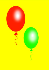 Red and green balloons