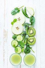 Ingredients for green healthy smoothie