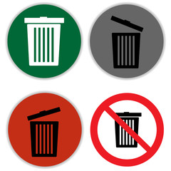 trash can, logo, icon, four