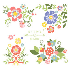 Floral Vintage Elements for Cards and Decor. Vector Set