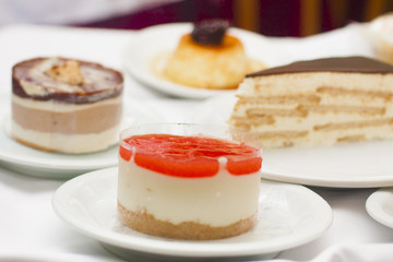 Restaurant desserts on tray