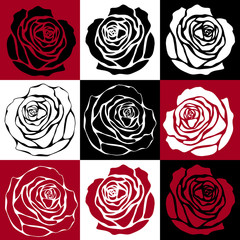 Red Black White Rose
