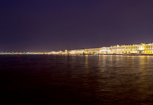 night view of the waterfront St.Petersburg