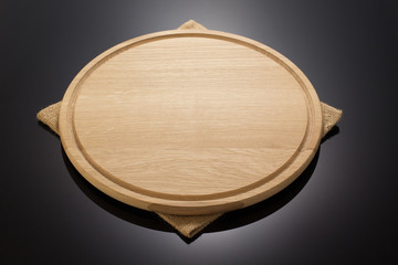 cutting board and sack burlap napkin