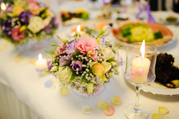 Wedding decorations at restaurant with all beauty and flowers