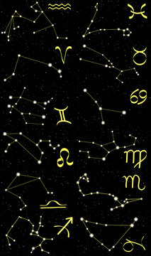 Zodiac constellations vector set