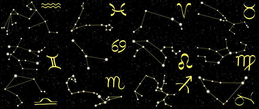 Zodiac constellations vector set