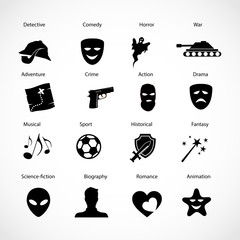 Obraz premium Movie genres icon set vector