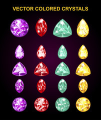 Colour crystals of various shapes. can be used as icons for the games or game currency