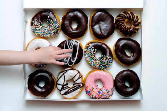 Doughnut Box with Hand Grabbing Donut