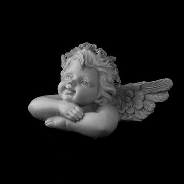 Statuette of angel in b/w