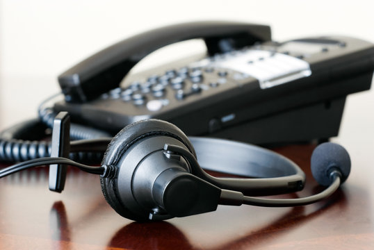 Phone Headset and Business Telephone Picture