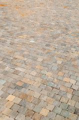 Plot of pavement covered by shungite slate cubes
