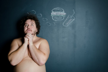Fat man. Obesity. Problems with excess weight! 