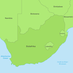 Karte von Südafrika - Grün